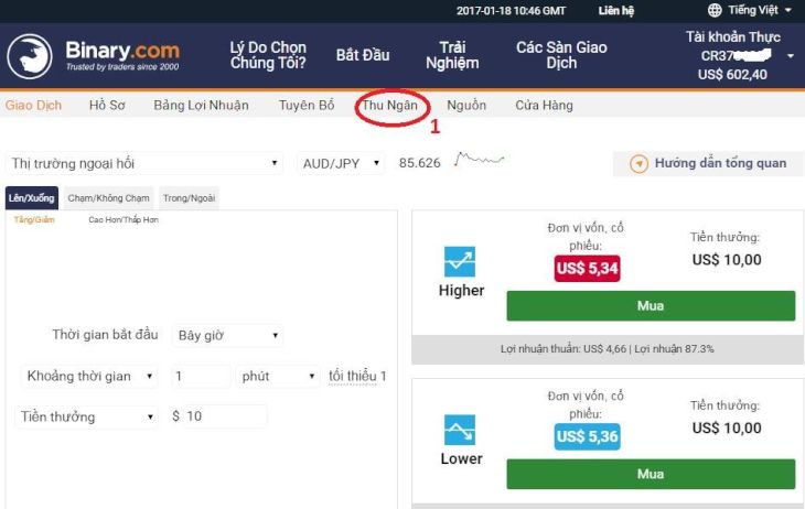 Hướng dẫn nạp tiền tài khoản tiền thật
