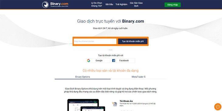 Hướng dẫn mở tài khoản giao dịch trên Binary.com
