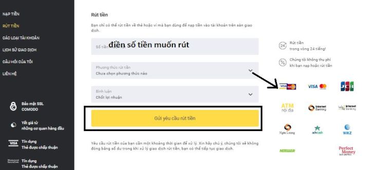 Hướng dẫn rút tiền